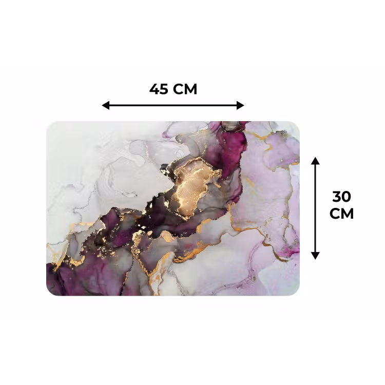 Marmer - Abstract - Goud - Paars Placemat vinyl groot -specs