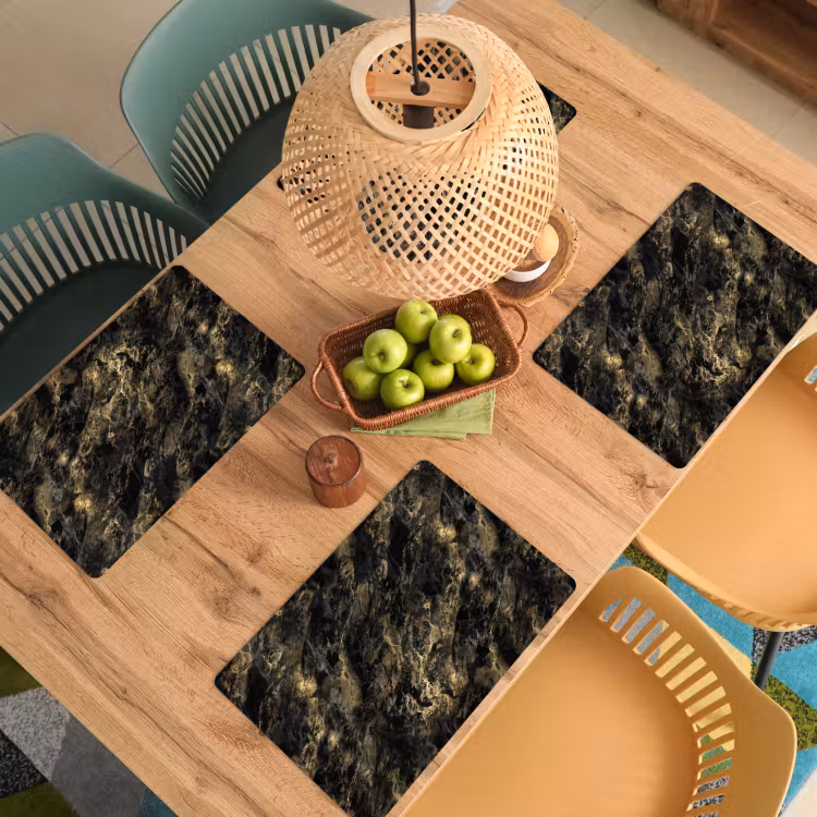 Marmer - Zwart - Goud Placemat vinyl groot 368 -zzsfeer5_Kitchenyeah-website
