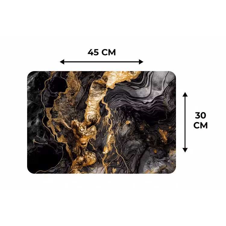Marmer - Zwart - Goud - Abstract Placemat vinyl groot -specs