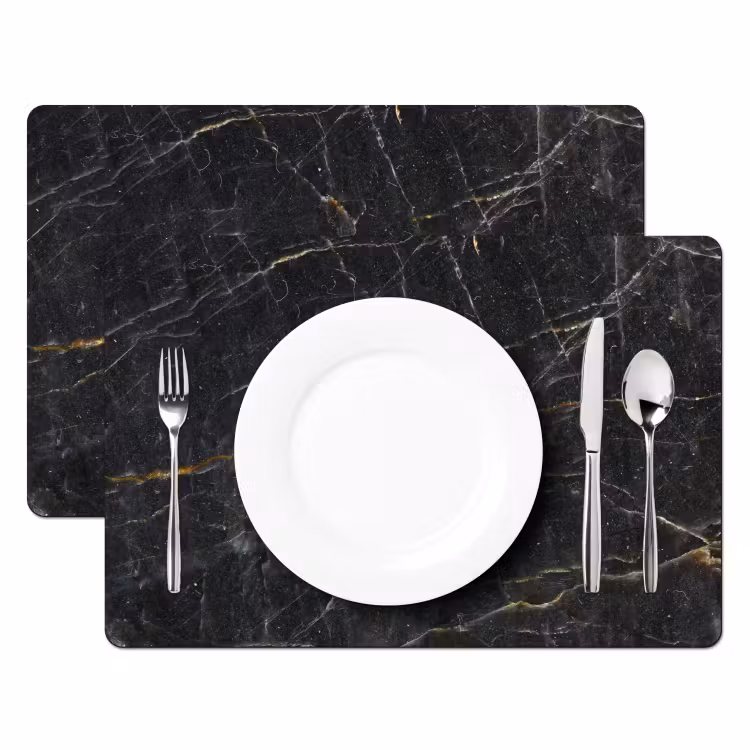 Marmer - Zwart - Goud - Grijs - Marmerstructuur Placemat vinyl groot -zzsfeer2_Kitchenyeah-website