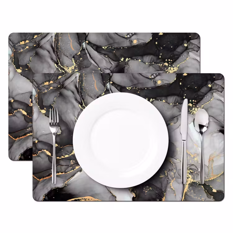 Marmer - Zwart - Goud - Grijs Placemat vinyl groot -zzsfeer2_Kitchenyeah-website