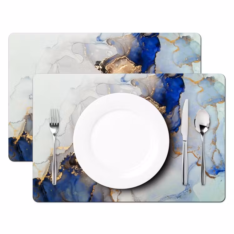 Marmer - Blauw - Goud Placemat vinyl groot -zzsfeer2_Kitchenyeah-website