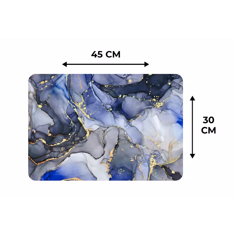 Marmer - Goud - Abstract - Blauw Placemat vinyl groot -specs