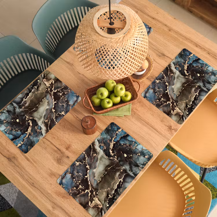 Marmer - Goud - Groen Placemat vinyl groot -zzsfeer5_Kitchenyeah-website