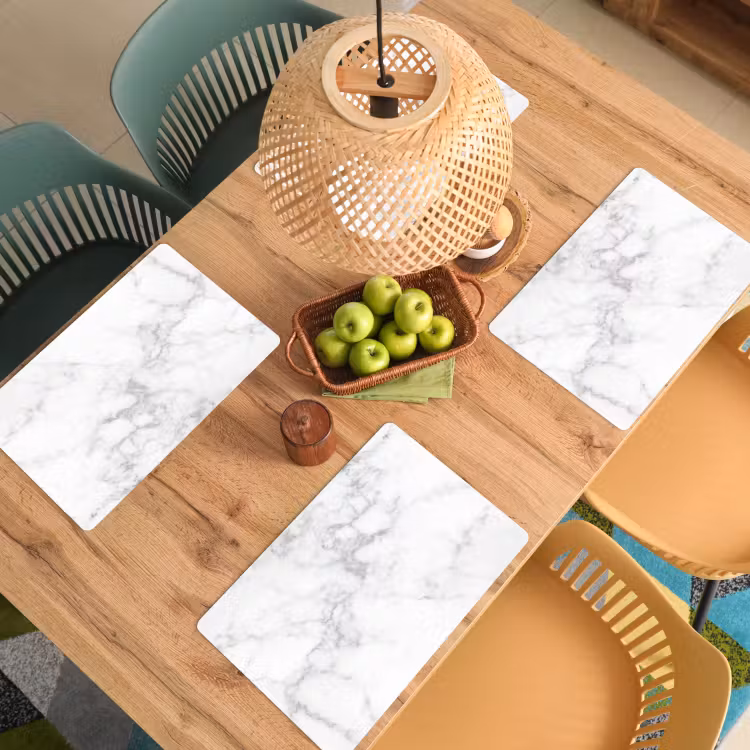 Marmer - Grijs - Wit - Marmerstructuur Placemat vinyl groot -zzsfeer5_Kitchenyeah-website
