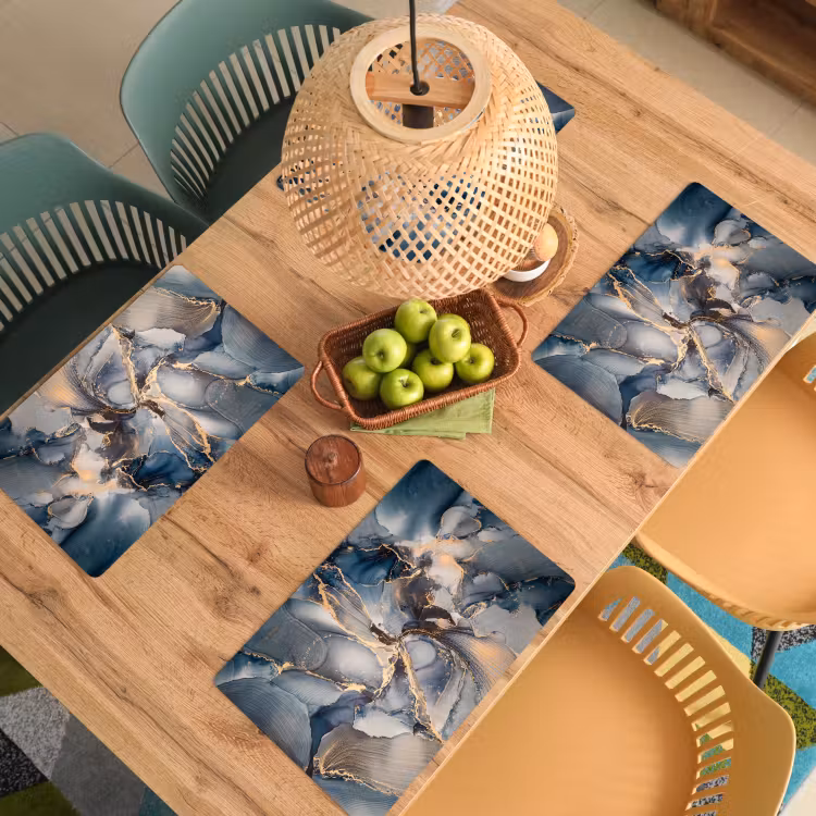 Marmer - Grijs - Blauw - Luxe - Goud Placemat vinyl groot -zzsfeer5_Kitchenyeah-website