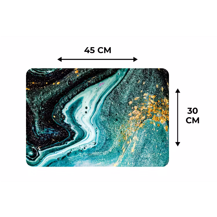 Marmerlook - Blauw - Goud - Glitter - Luxe - Marmer Placemat vinyl groot -specs