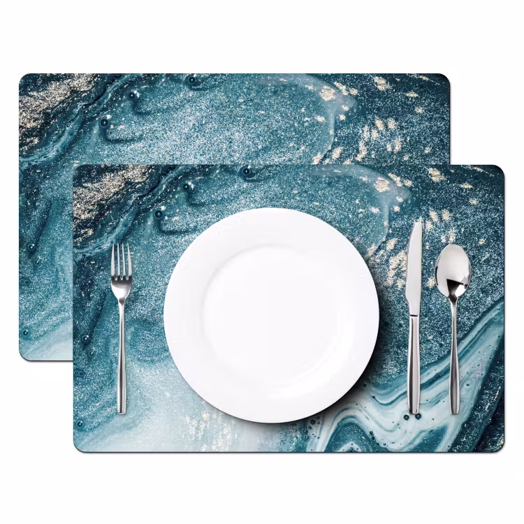 Marmer look - Blauw - Luxe Placemat vinyl groot -zzsfeer2_Kitchenyeah-website