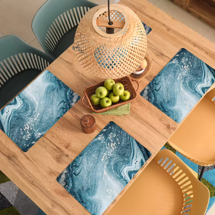 Marmer look - Blauw - Luxe Placemat vinyl groot -zzsfeer5_Kitchenyeah-website