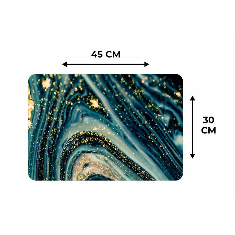 Marmerlook - Luxe - Goud - Turquoise - Glitter Placemat vinyl groot -specs