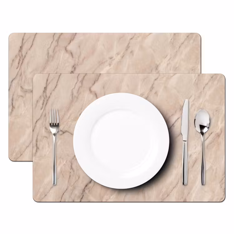 Marmer - Patroon - Abstract - Modern - Beige Placemat vinyl groot -zzsfeer2_Kitchenyeah-website