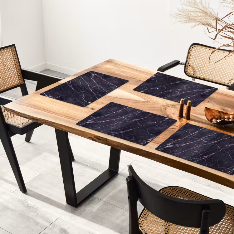 Marmer - Patroon - Modern - Zwart - Wit Placemat vinyl groot -zzsfeer4_Kitchenyeah-website