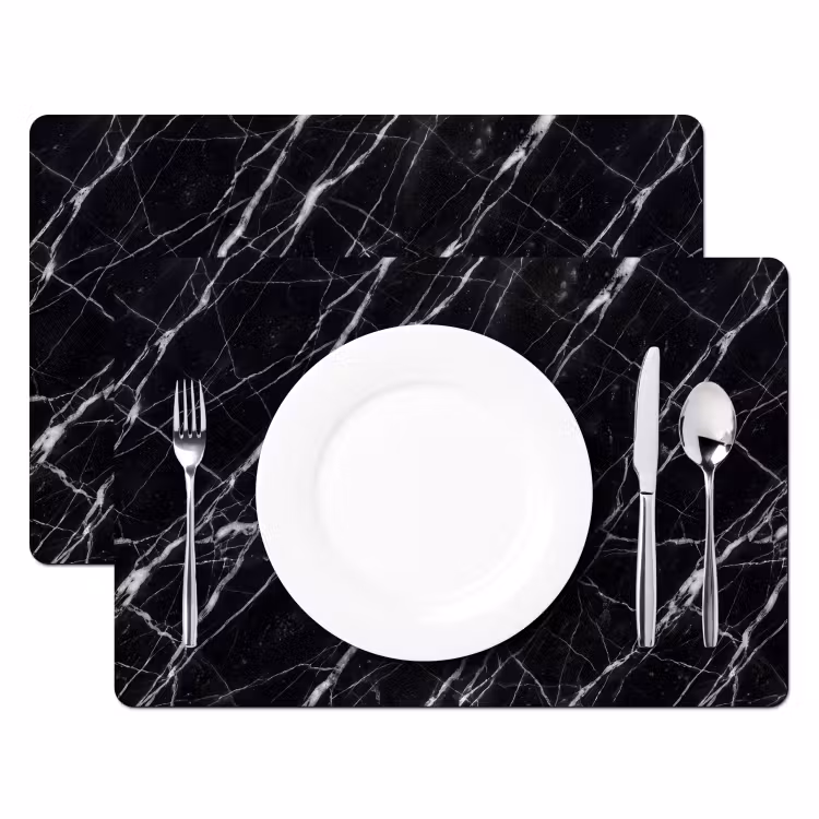 Marmer - Aders - Abstract - Zwart Placemat vinyl groot -zzsfeer2_Kitchenyeah-website