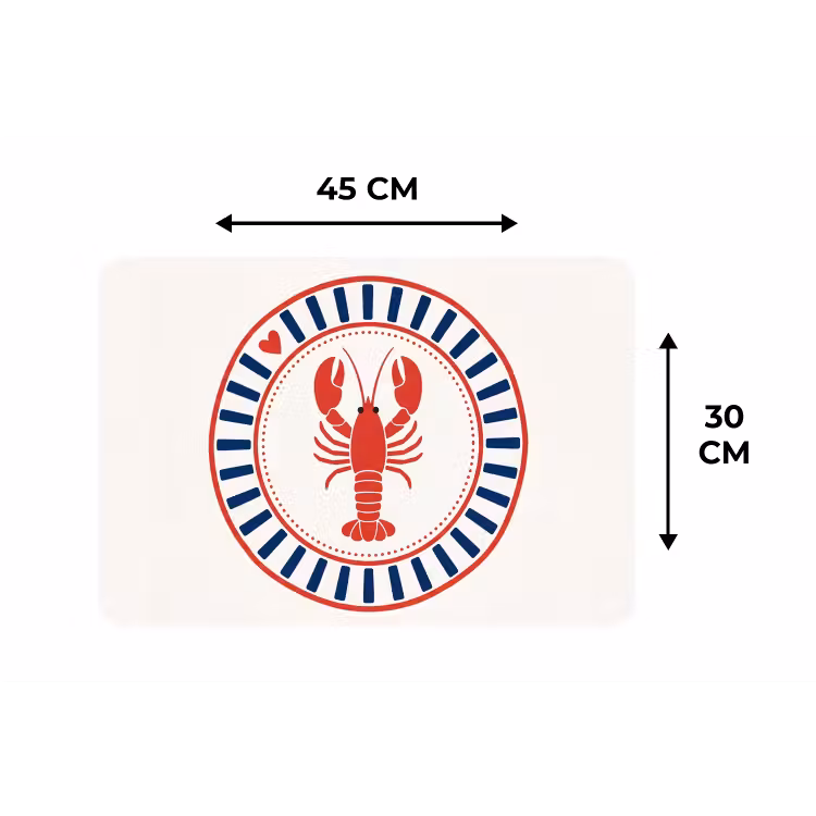 Zeeleven - Kreeft - Embleem - Grafisch - Rood Placemat vinyl groot -specs