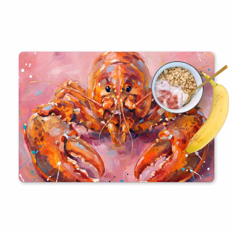 Zeeleven - Kreeft - Spatters - Abstract - Roze Placemat vinyl groot -zzzproduct_Kitchenyeah-website