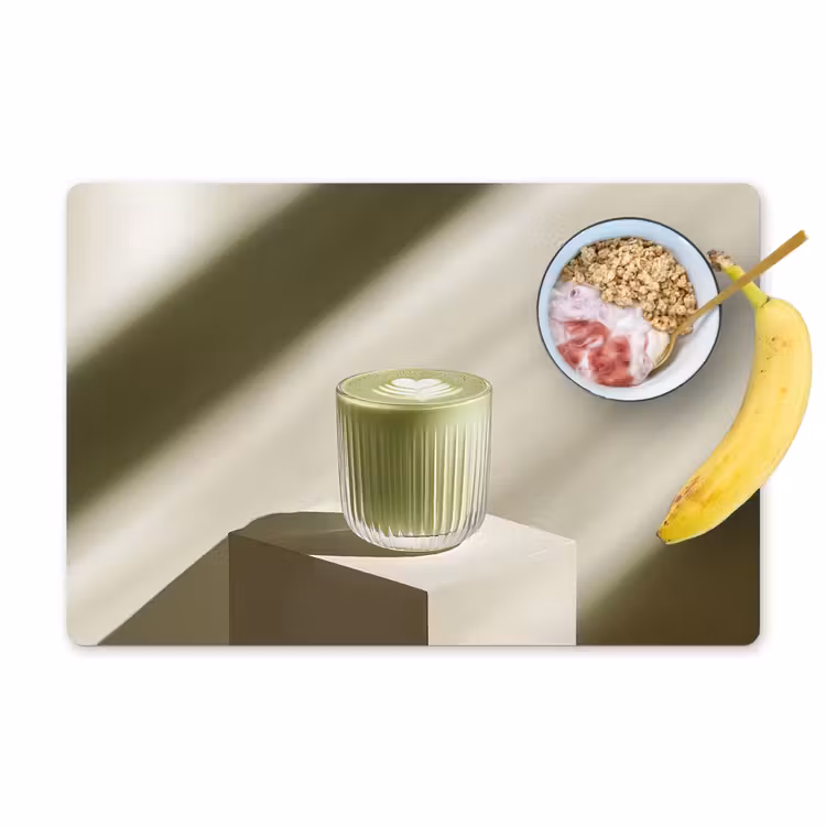 Matcha - Glas - Groen - Minimalistisch Placemat vinyl groot -zzzproduct_Kitchenyeah-website