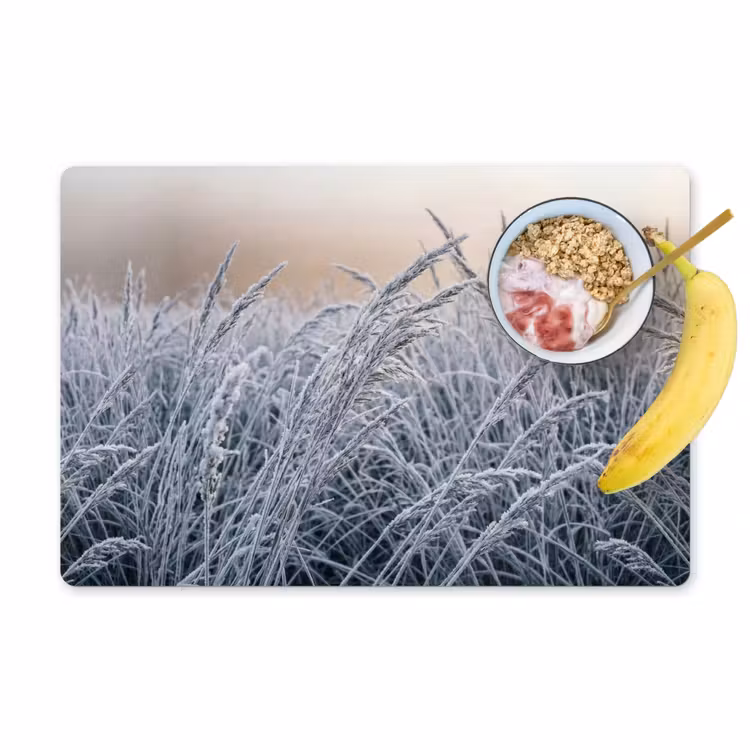 Rijp - Gras - Kristallen - Winter - Minimalistisch Placemat vinyl groot -zzzproduct_Kitchenyeah-website