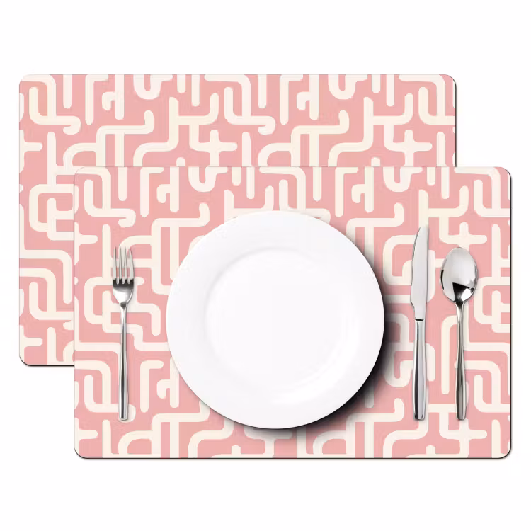 Doolhofpatroon - Roze - Wit - Abstract Placemat vinyl groot 368 -zzsfeer2_Kitchenyeah-website