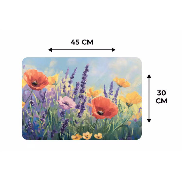 Weide - Bloemen - Kleurrijk Placemat vinyl groot -specs