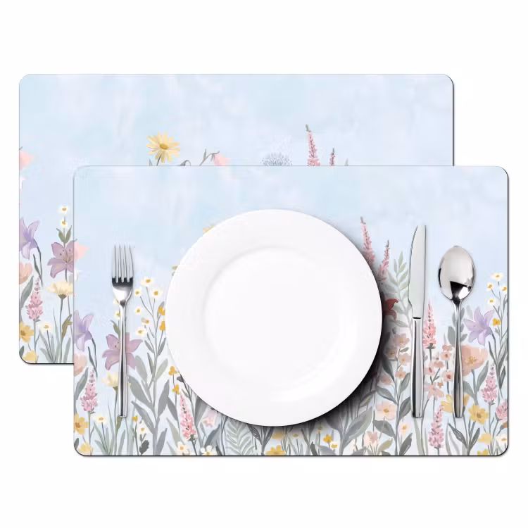 Weidebloemen - Illustratie - Kleurrijk Placemat vinyl groot -zzsfeer2_Kitchenyeah-website