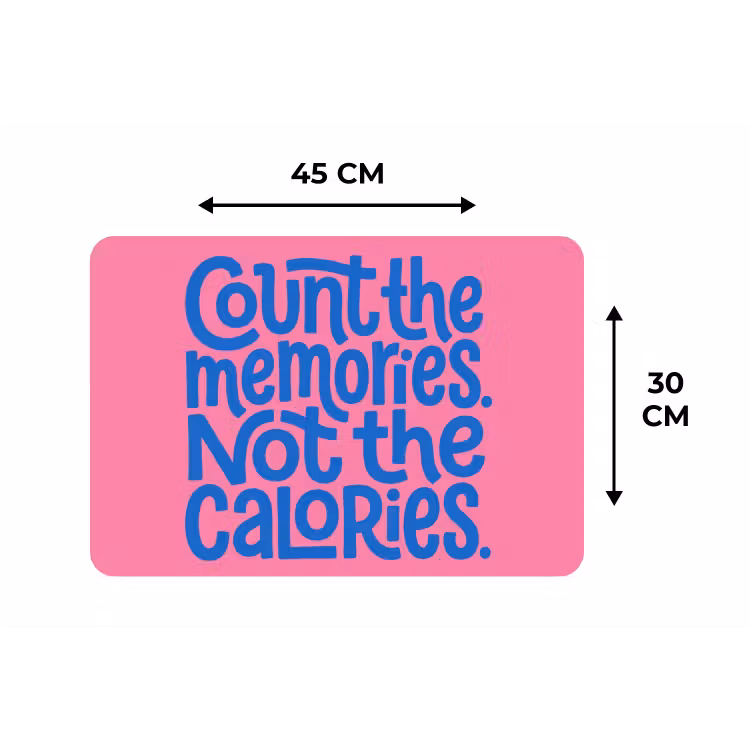 Memories - Roze - Blauw - Quote Placemat vinyl groot -specs