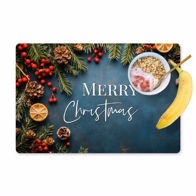Merry Christmas - Blauw - Kerst - Winter Placemat vinyl groot -zzzproduct_Kitchenyeah-website