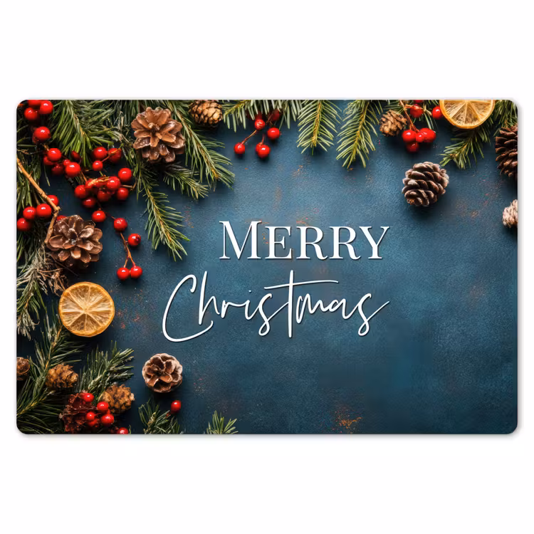 Merry Christmas - Blauw - Kerst - Winter Placemat vinyl groot -zzsfeer1_Kitchenyeah-website