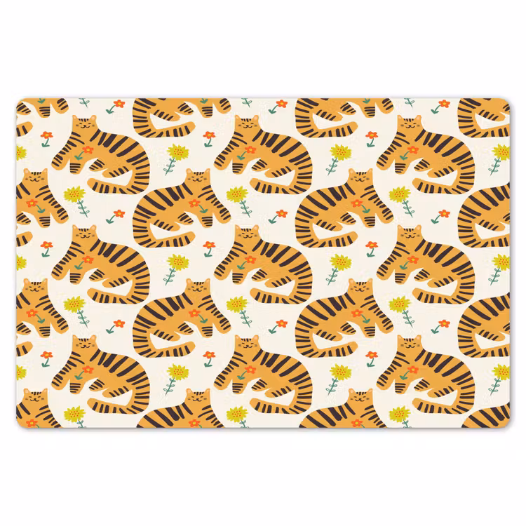 Vrolijk - Tijgerkatten - Bloemen Placemat vinyl groot 368 -zzsfeer1_Kitchenyeah-website
