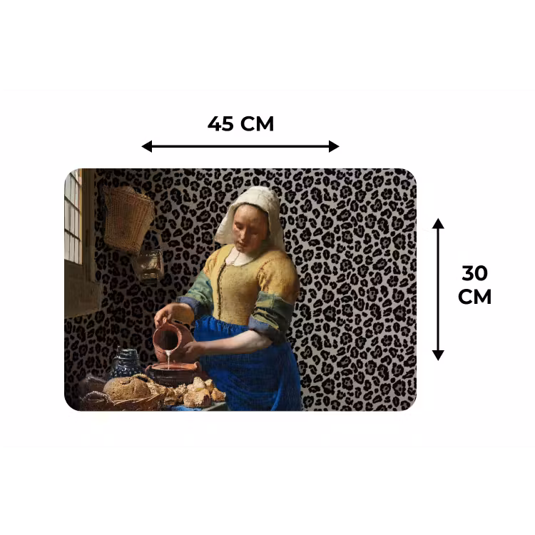 Melkmeisje - Kunst - Panterprint - Vermeer - Schilderij - Oude meesters Placemat vinyl groot -specs