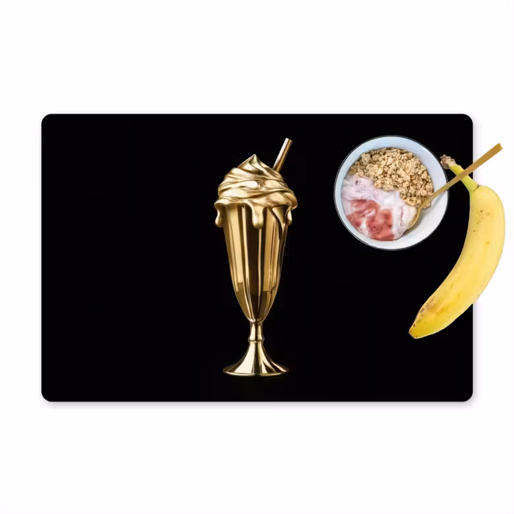 Milkshake - Goud - Drinken - Zwart Placemat vinyl groot -zzzproduct_Kitchenyeah-website