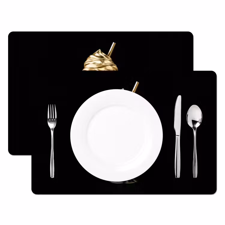 Milkshake - Goud - Drinken - Zwart Placemat vinyl groot -zzsfeer2_Kitchenyeah-website