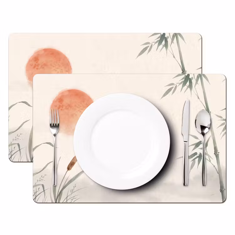 Minimalistisch - Bamboe - Groen Placemat vinyl groot -zzsfeer2_Kitchenyeah-website