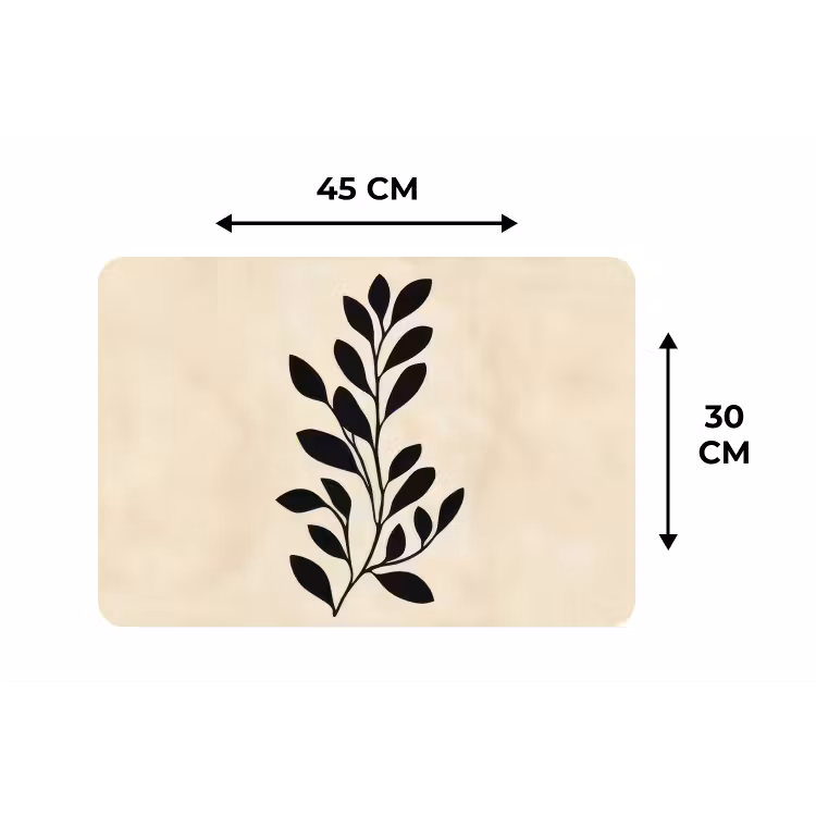 Minimalistisch - Tak - Bladeren - Zwart Placemat vinyl groot -specs