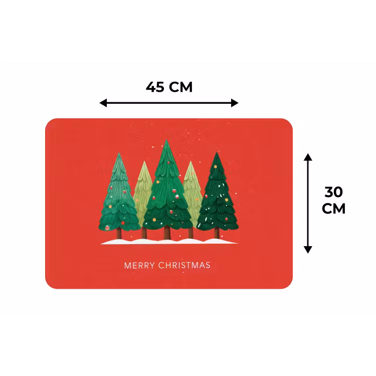 Minimalistisch - Kerstbomen - Rood - Sneeuw Placemat vinyl groot -specs