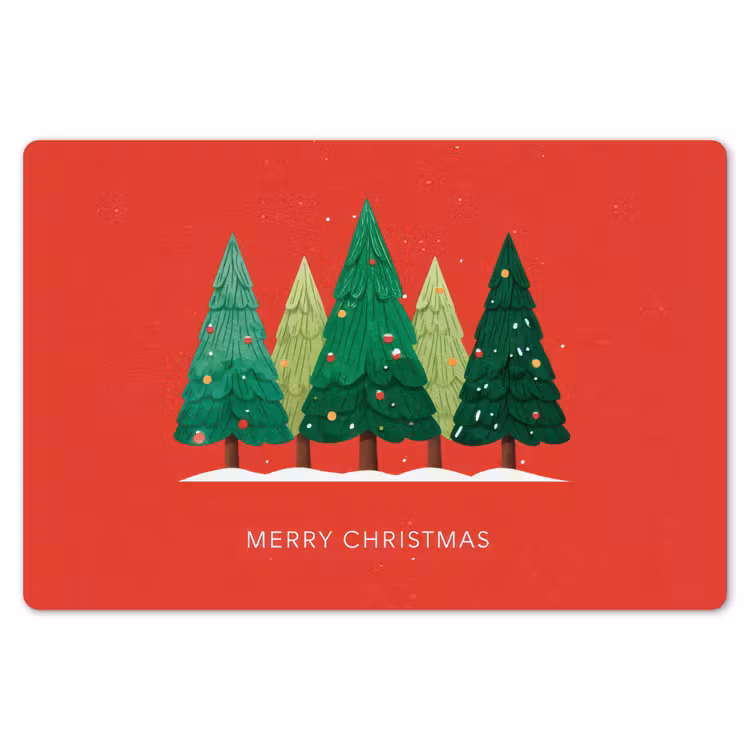 Minimalistisch - Kerstbomen - Rood - Sneeuw Placemat vinyl groot -zzsfeer1_Kitchenyeah-website