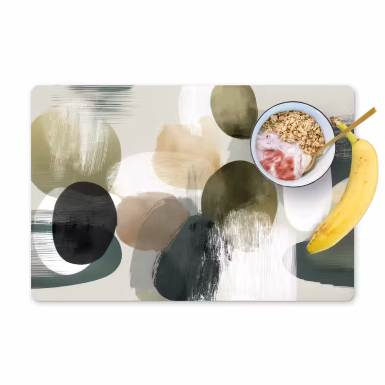 Minimalistisch - Cirkels - Penseelstreken - Beige Placemat vinyl groot -zzzproduct_Kitchenyeah-website