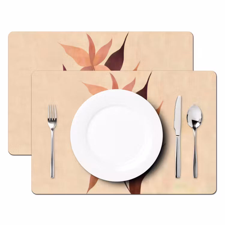 Minimalistisch - Bloem - Bladeren - Beige Placemat vinyl groot -zzsfeer2_Kitchenyeah-website