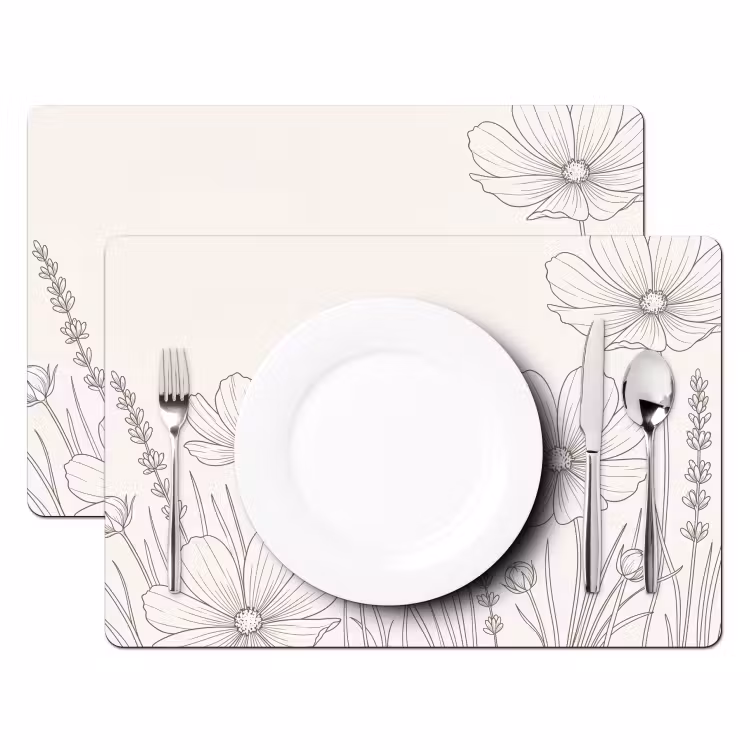 Minimalistisch - Modern - Bloemen - Beige Placemat vinyl groot -zzsfeer2_Kitchenyeah-website