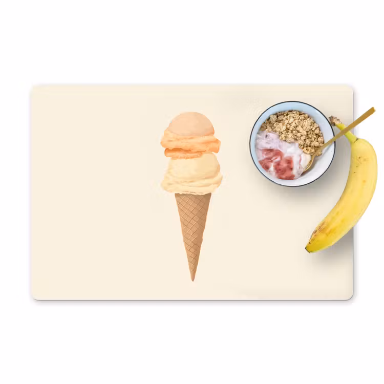Minimalistisch - Schepijs - Hoorntje - Beige Placemat vinyl groot -zzzproduct_Kitchenyeah-website