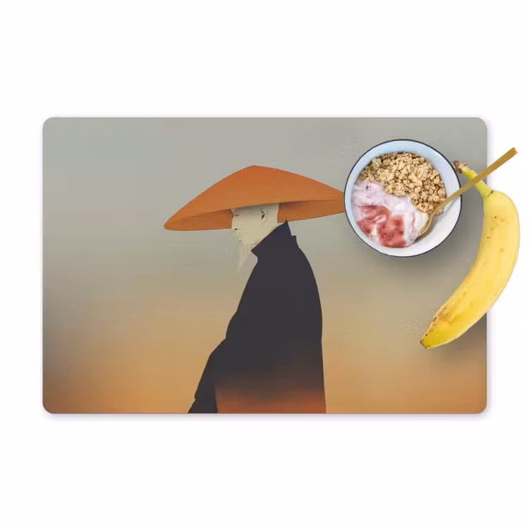 Minimalistisch - Silhouet - Oranje Placemat vinyl groot -zzzproduct_Kitchenyeah-website