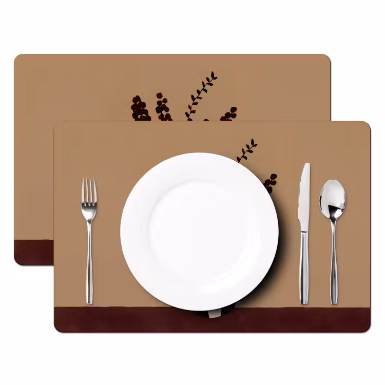 Minimalistisch - Vaas - Bloemen - Bruin Placemat vinyl groot -zzsfeer2_Kitchenyeah-website