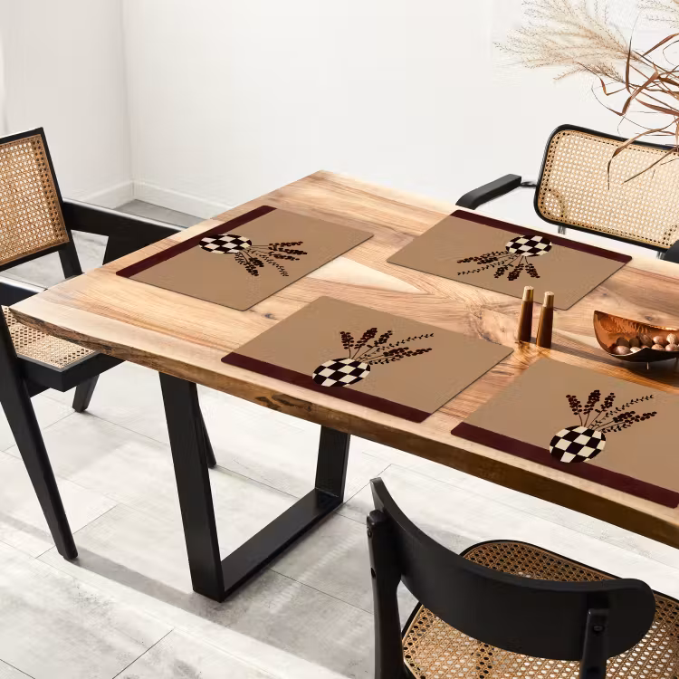 Minimalistisch - Vaas - Bloemen - Bruin Placemat vinyl groot -zzsfeer4_Kitchenyeah-website