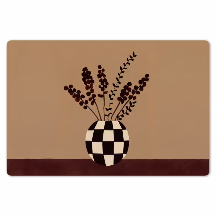 Minimalistisch - Vaas - Bloemen - Bruin Placemat vinyl groot -zzsfeer1_Kitchenyeah-website