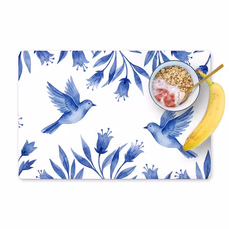 Modern - Vogels - Delfts - Blauw Placemat vinyl groot -zzzproduct_Kitchenyeah-website