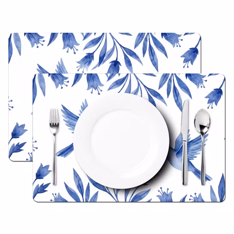 Modern - Vogels - Delfts - Blauw Placemat vinyl groot -zzsfeer2_Kitchenyeah-website