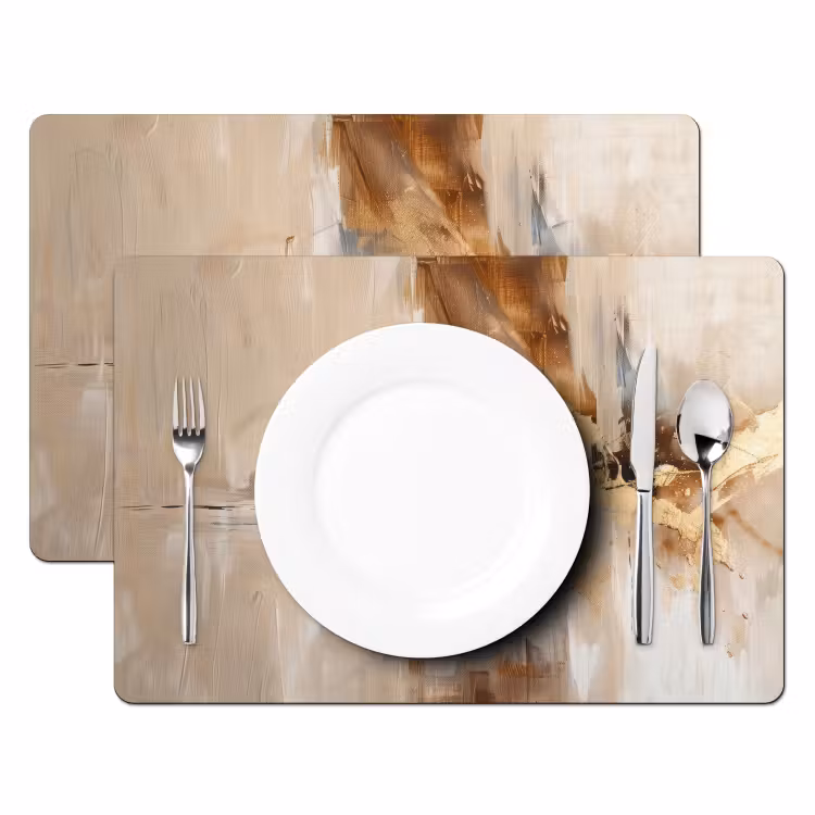 Modern - Bruin - Abstract - Beige Placemat vinyl groot -zzsfeer2_Kitchenyeah-website