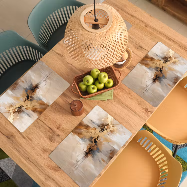 Modern - Bruin - Abstract - Beige Placemat vinyl groot -zzsfeer5_Kitchenyeah-website