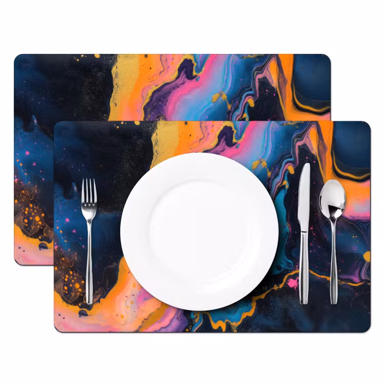 Modern - Marmer - Oranje Placemat vinyl groot -zzsfeer2_Kitchenyeah-website