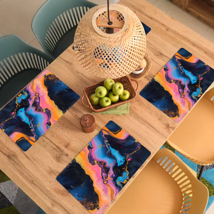 Modern - Marmer - Oranje Placemat vinyl groot -zzsfeer5_Kitchenyeah-website