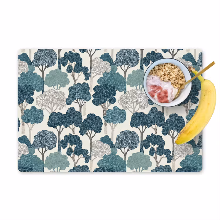 Modern - Bomen - Bos - Patroon - Blauw Placemat vinyl groot 368 -zzzproduct_Kitchenyeah-website